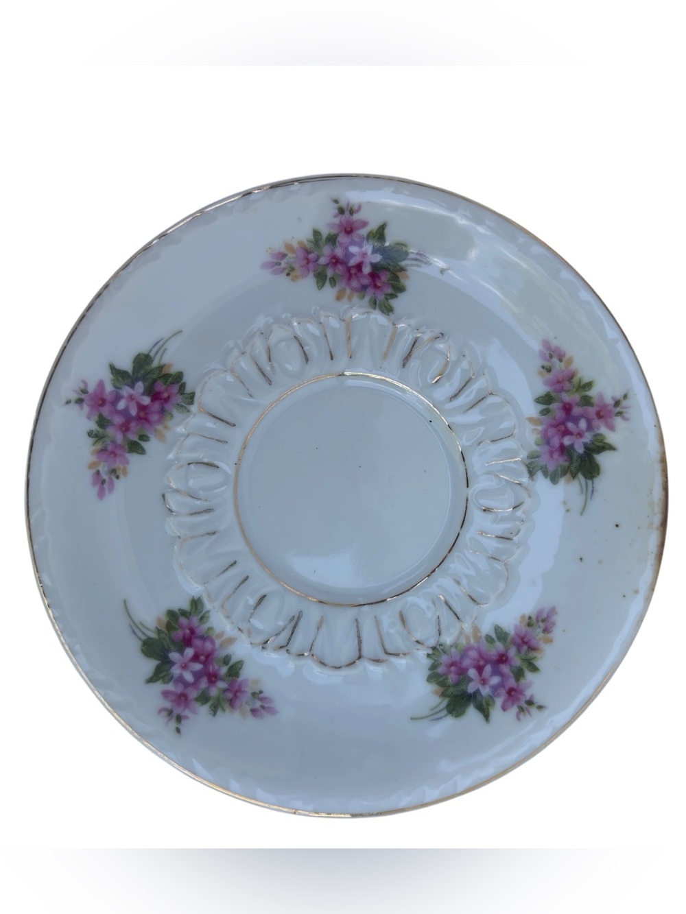 Vintage Made in Japan Porcelain Saucer - Purple Violets & Gold Trim